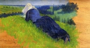 Henri Edmond Cross - Peasant Woman Stretched out on the Grass