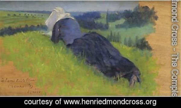 Henri Edmond Cross - Paysanne Etendue Dans L'Herbe