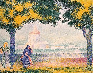 Henri Edmond Cross Postkarte Frauen in der Landschaft der Provence 1898 